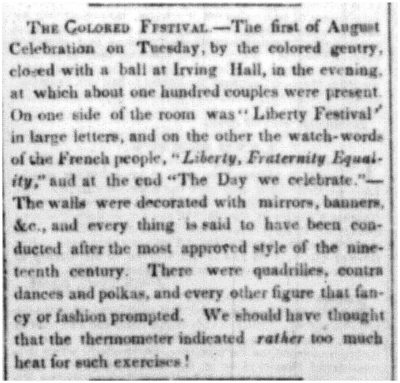 The Colored Festival - Another newspaper article describing the August 1, 1848 celebration.